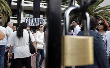 Geschlossen &ndash; das Innenministerium in Athen wurde von sein...