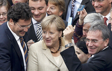 Nach der EFSF-Abstimmung im Bundestag: Freude &uuml;ber einen Er...