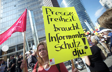 Gewerkschafterin der Deutschen Journalisten-Union am 11. Septemb... Gewerkschafterin der Deutschen Journalisten-Union am 11. Septemb...