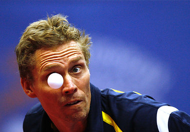 Das sticht ins Auge: Jörgen Persson verliert gegen Timo Boll