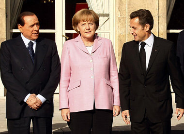 Damals noch in Eintracht: Berlusconi, Merkel und Sarkozy beim EU...