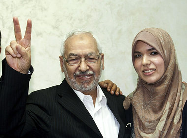 An-Nahda-Chef Rached Ghannouchi und seine Tochter Intissar Kheri...