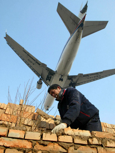 Einflugschneise am Airport Peking Einflugschneise am Airport Peking