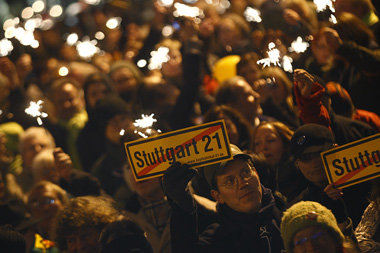 Entt&auml;uschte &raquo;S21&laquo;-Gegner am Sonntag abend in St...