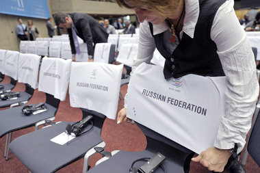 Platz f&uuml;r Neumitglieder: Sitze der russischen Delegation we...