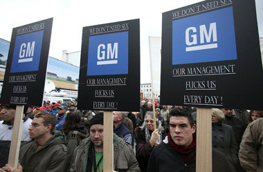 Warnstreik bei Opel in R&uuml;sselsheim im November 2009