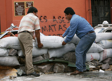 Barrikadenbau in Oaxaca-Stadt