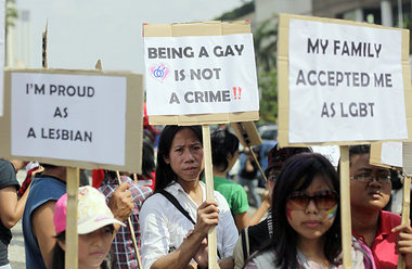 Demonstration indonesischer Aktivisten f&uuml;r gleiche Rechte v...