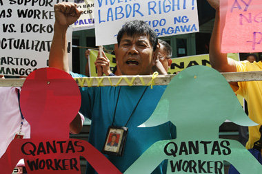 Protest gegen Qantas-Management Ende Oktober in der philippinisc... Protest gegen Qantas-Management Ende Oktober in der philippinisc...