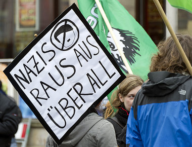 Teilnehmer einer der Aktionen gegen rechts am Samstag in Worms
