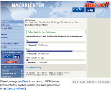 Der MDR entfernte die Ergebnisse einer Internetabstimmung, die f...