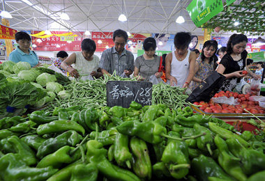 Supermarkt in Xianfan in der Provinz Hubei: Inflation in China m...