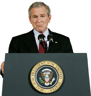 Muß jetzt mit Demokraten zu Abend essen – Präsident Bush am Mitt...