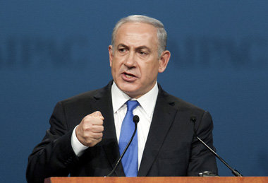Premier Benjamin Netanjahu r&amp;uuml;hrt in Washington die Krie...