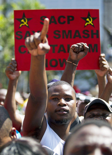 Streikende Gewerkschafter am Mittwoch in Durban