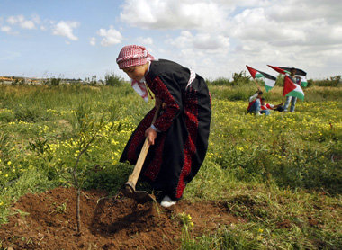 30. M&auml;rz 2009 in Beit Hanun, Gaza: Symbolische Baumpflanzun...