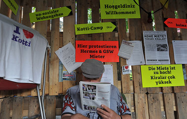 Mietercamp am Kottbusser Tor in Berlin-Kreuzberg, 26. Mai
