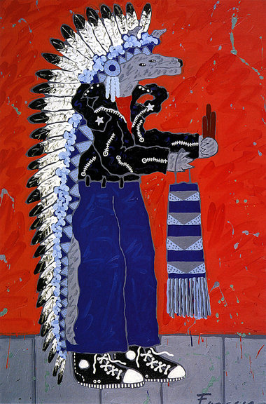 Harry Fonseca: »Coyote – Cigarstore Indian« (1985)