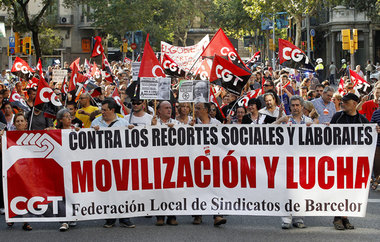 Protestdemonstration gegen Sozialabbau am Donnerstag in Barcelon...