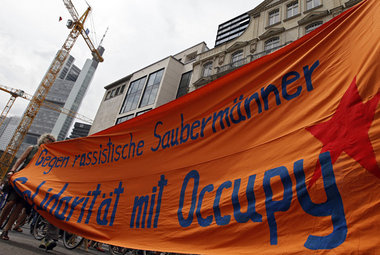 Am Sonnabend demonstrierten Sympathisanten von Occupy in Frankfu...