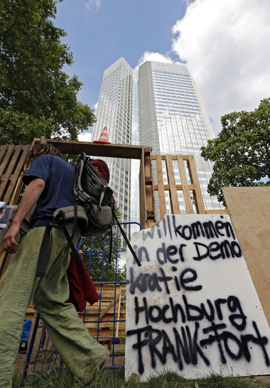Occupy-Camp vor der EZB-Zentrale in Frankfurt am Main (2. August...
