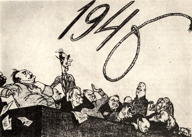 Karikatur der Künstlergruppe Kukryniksy von 1945: Für die deutsc... Karikatur der Künstlergruppe Kukryniksy von 1945: Für die deutsc...