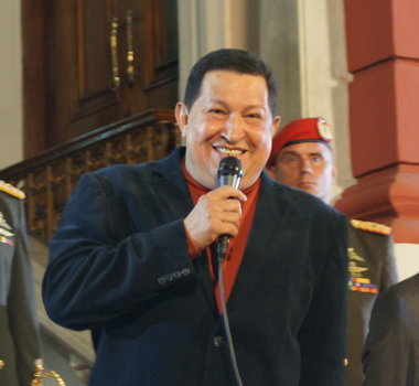 Hugo Chávez bei der Pressekonferenz