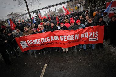 Dresden, 13. Februar 2010: Die Linke Sachsen h&amp;auml;lt eine ...