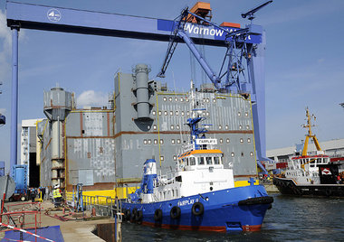 Auf der Nordic-Yards-Werft in Rostock-Warnem&uuml;nde wird die O...