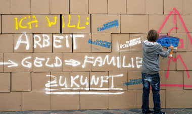 IG-Metall-Aktion im M&auml;rz in Rostock gegen Leiharbeit