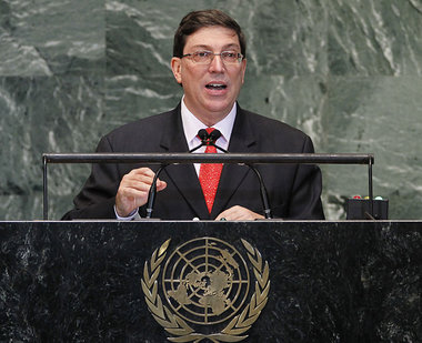 Der kubanische Au&szlig;enminister Bruno Rodr&iacute;guez vor de...