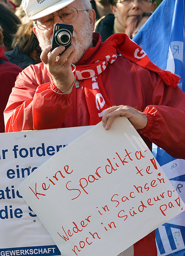 Bisher ohne Folge: Protest s&auml;chsischer Lehrer, hier in Dres...