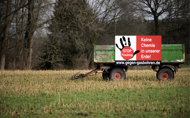&raquo;Fracking&laquo; kommt nirgends gut an. Aufsteller einer B...