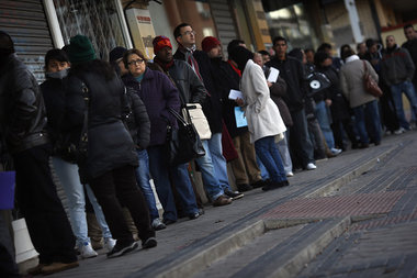 Arbeitssuchende am Donnerstag in Madrid: Für Spanien progno... Arbeitssuchende am Donnerstag in Madrid: Für Spanien progno...