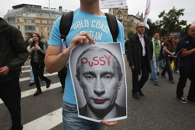 Personenkult mal anders: Eine Demo in Moskau, September 2012