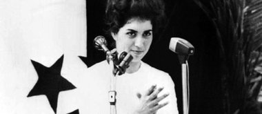 Djamila Boupacha bei einer Ansprache in Algier, 1962