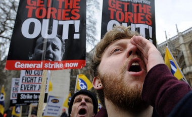 Protest in London gegen Finanzminister Osbornes Haushaltpl&auml;...