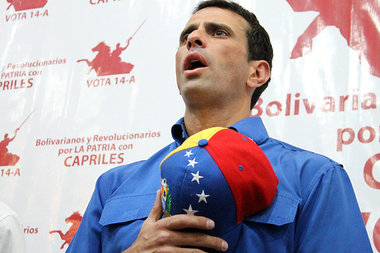 Oppositionskandidat Henrique Capriles bei einer Veranstaltung vo...