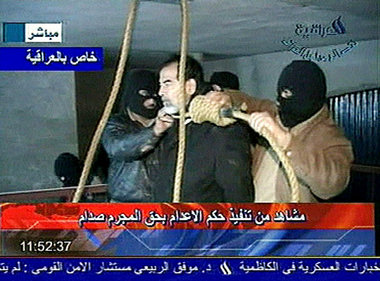 Saddam Hussein vor der Hinrichtung am Samstag morgen in Bagdad