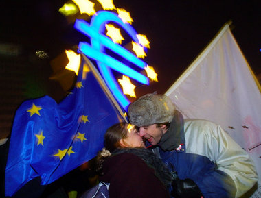 Partystimmung beim Start der europäischen Gemeinschaftswährung, ...