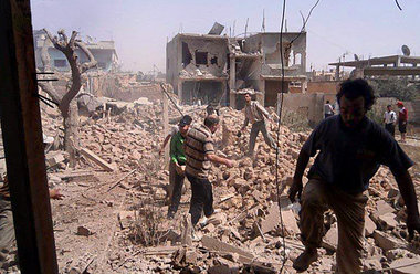 Zerst&ouml;rtes Qusair. Am Sonntag sind syrische Truppen in den ...
