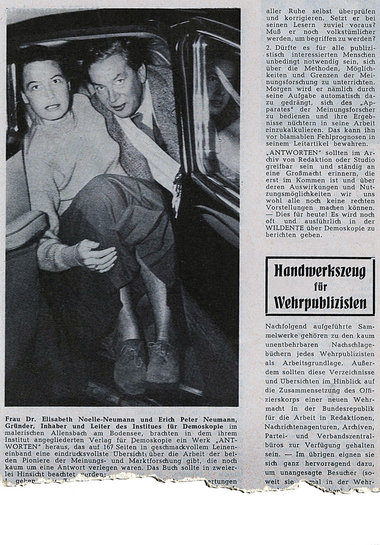 Elisabeth Noelle-Neumann und Erich Peter Neumann finden wohlwoll...