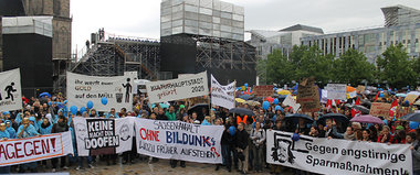 Proteste gegen K&uuml;rzungspolitik in Magdeburg am Mittwoch