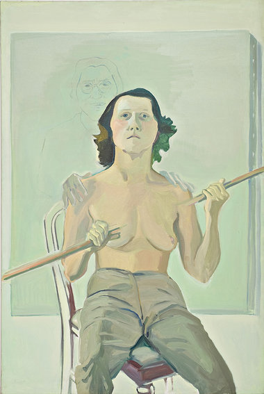»Selbstporträt mit Stab«, Öl und Kohle auf Leinwand, 1971