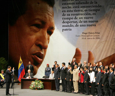 Präsident Hugo Chávez am Montag bei der Vereidigung seines Kabin... Präsident Hugo Chávez am Montag bei der Vereidigung seines Kabin...