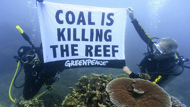 Unterwasserdemonstration am Great Barrier Reef: »Kohle t&o... Unterwasserdemonstration am Great Barrier Reef: »Kohle t&o...