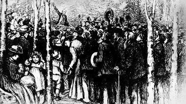 August Bebel 1890 auf der ersten Maikundgebung in Berlin nach de...