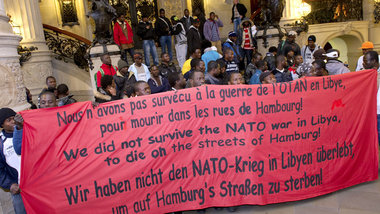 Protest der Fl&uuml;chtlingsgruppe &raquo;Lampedusa in Hamburg&l...