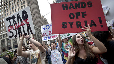 Antikriegsdemonstration am Samstag auf dem Times Square in New Y...