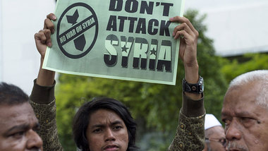 Protest vor der US-Botschaft in Malaysias Hauptstadt Kuala Lumpu...